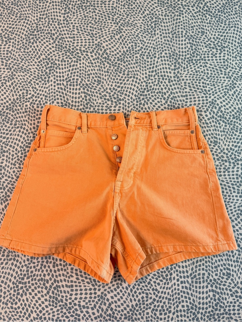 We The Free Womens High Waist Denim Shorts Orange Size 28 4 Inch Inseam - Picture 5 of 12